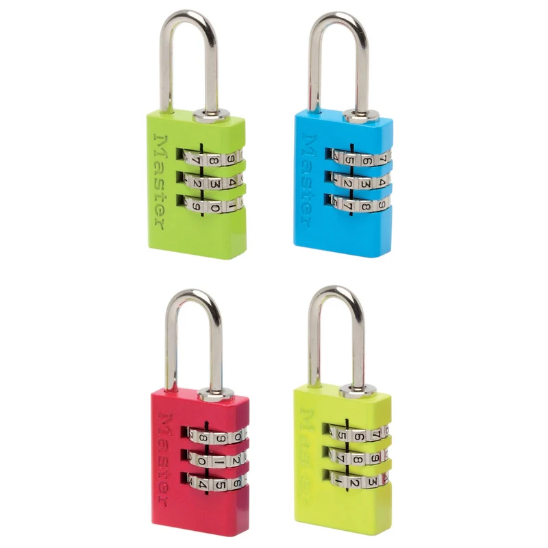 20mm wide aluminium body set your own combination padlock; assorted colours