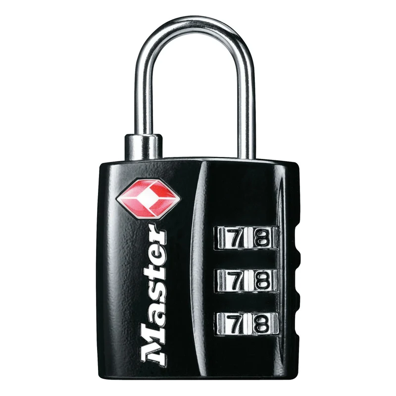 30mm wide set your own combination TSA Approved luggage padlock; black