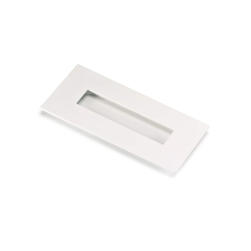 Poignée de tirage blanche rectangulaire 3790 de 155x73mm à encastrer pour meubles et armoires