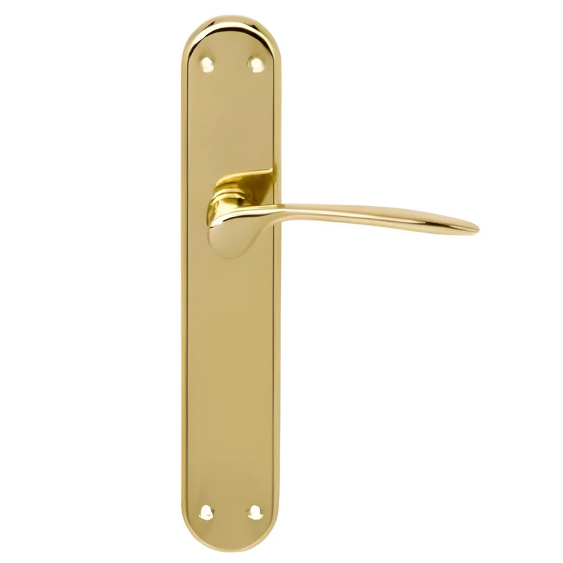 Poignée de porte à plaque ovale en laiton finition dorée modèle Pep