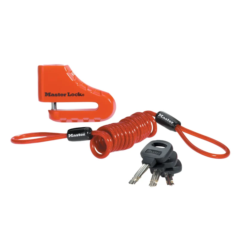 5cm disc brake lock with steel shackle; red