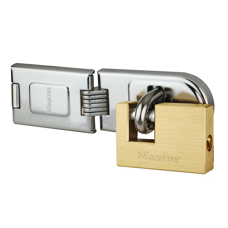 Set of no. 720 hinged hasp + 60mm rectangular solid brass padlock no. 606