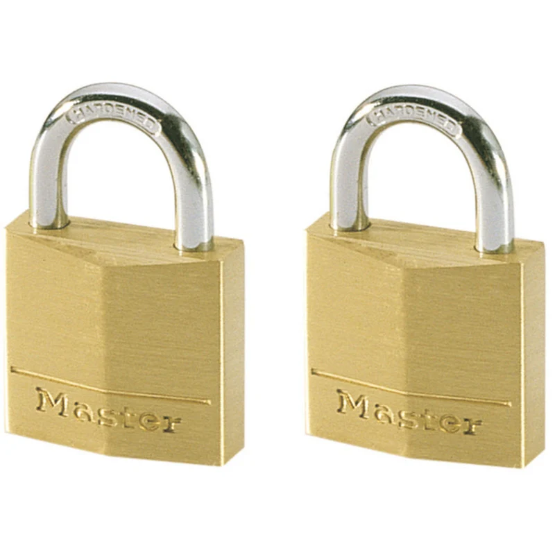 20mm wide solid brass body padlock; 2 pack