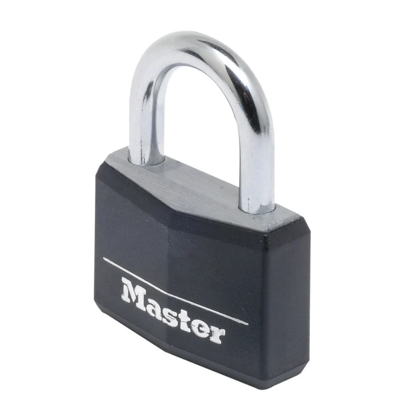 50mm wide covered solid aluminum body padlock; black