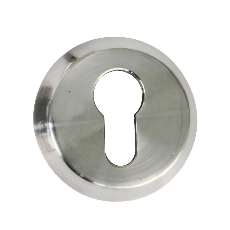 Rosace de sécurité nickelée avec cylindre apparent pour portes de plus de 40 mm d'épaisseur