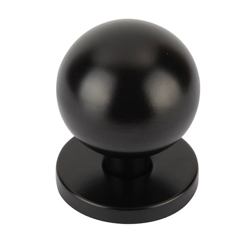 Bouton de porte rond en zamak finition noire pour portes d'entrée