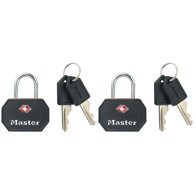 30mm wide aluminium TSA Approved luggage padlock; black; 2 pack