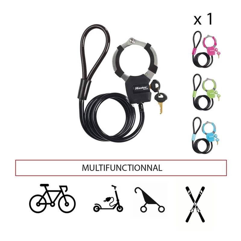 1m long x 8mm diameter keyed cable Street Cuff® lock