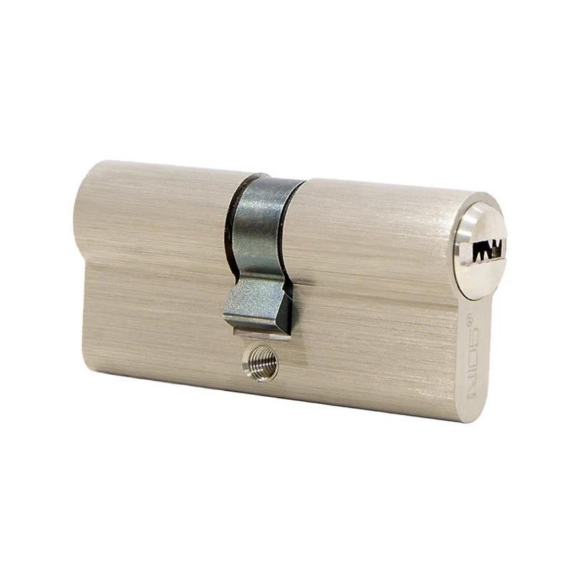Cylindre de serrure 30x30 nickelé de sécurité moyenne avec panneton long pour portes
