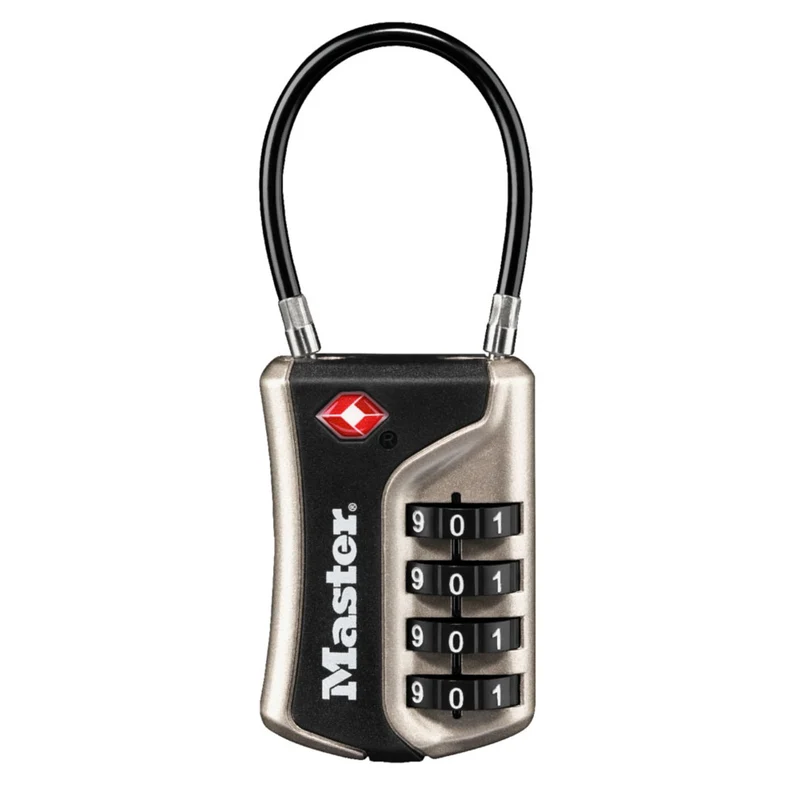 36mm wide set your own combinationTSA Approved luggage padlock with flexible shackle; nickel