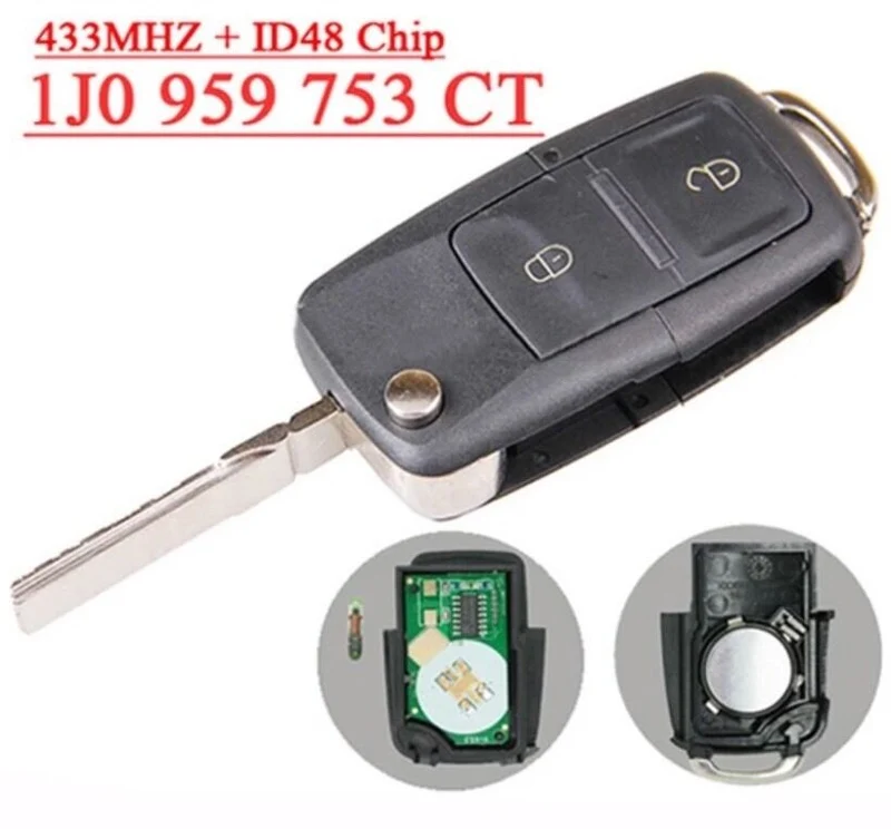 Clé vierge pour VAG Bora Golf 4 Transporter Polo Seat Arosa Cordoba Ibiza Toledo id48 1J0959753CT