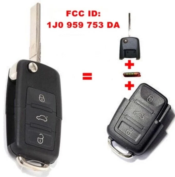 Clé vierge pour VAG polo Bora Caddy Passat Golf Touran Skoda Fabia Superb Octavia id48 1J0 959 753 DA