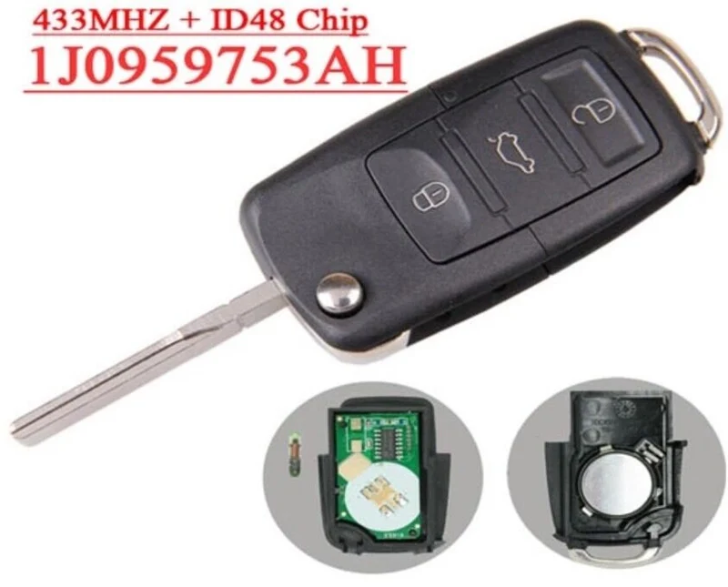 Clé Vierge Programmable Volkswagen Golf Passat Beatle polo SKODA 3 Boutons ID48 434MHz 1J0959753AH