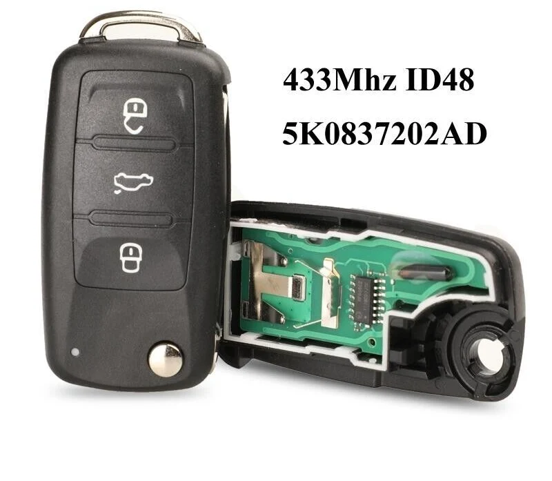 Clé vierge pour VAG polo Golf 6 Caddy Sirocco Tiguan Touran Golf 6 Polo Caddy Sharan Eos id48 5K0837202AD