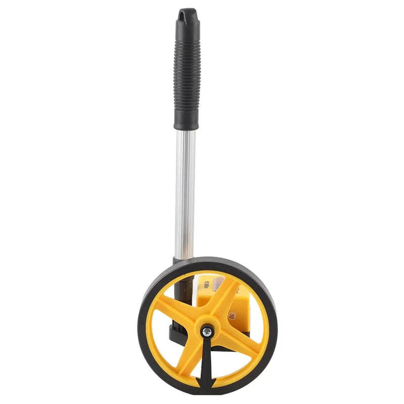 Compact Folding Distance Measuring Wheel With Telescoping Handle And Mechanical Dial Counter Featuring Anti Skid TPR Roller For Street Smart Land Survey Work And Kick Butt Accuracy