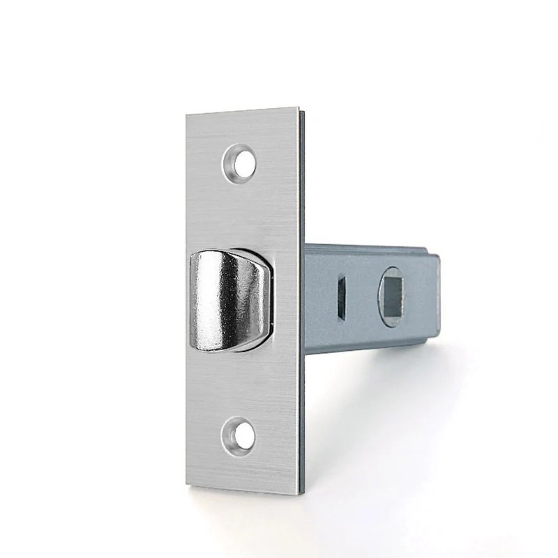 Bouton de porte tubulaire carré en finition nickel satiné, entraxe 45 mm