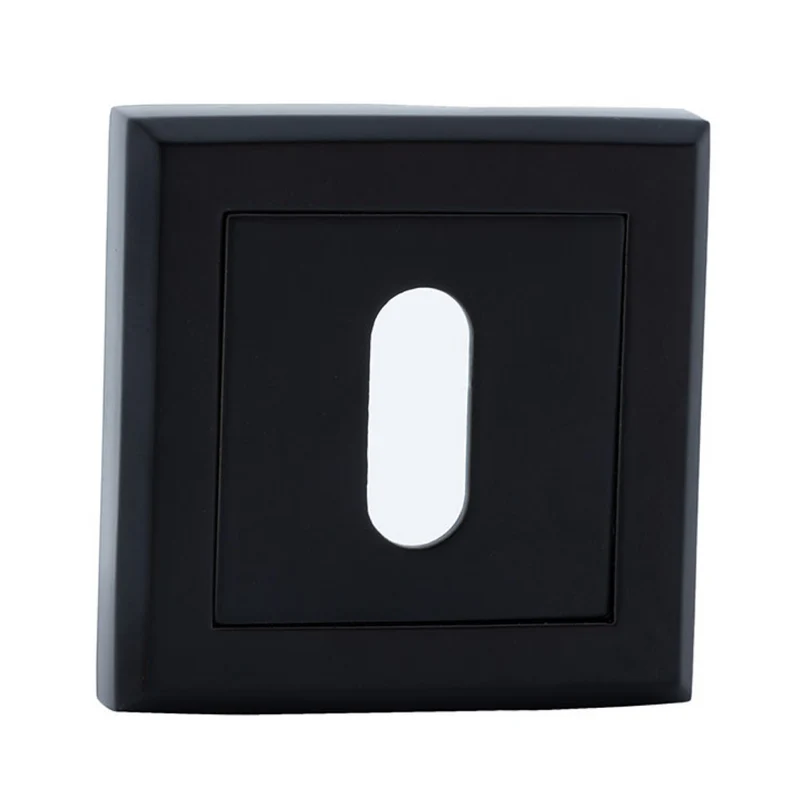 Bouche de serrure carrée avec bouche ovale finition noire coins arrondis