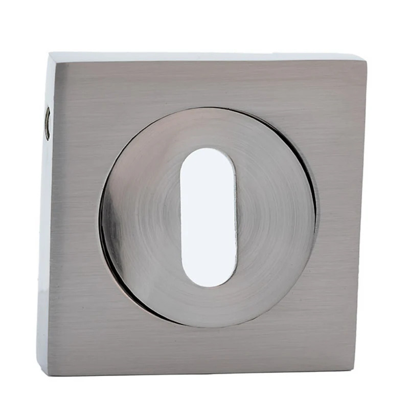Béquille rosette carrée-ronde avec bouche ovale finition nickel satiné pour portes