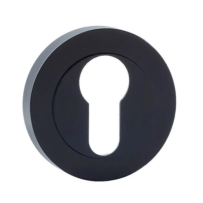 Bouche-clé ronde avec entrée de clé en forme de poire en finition noire pour portes