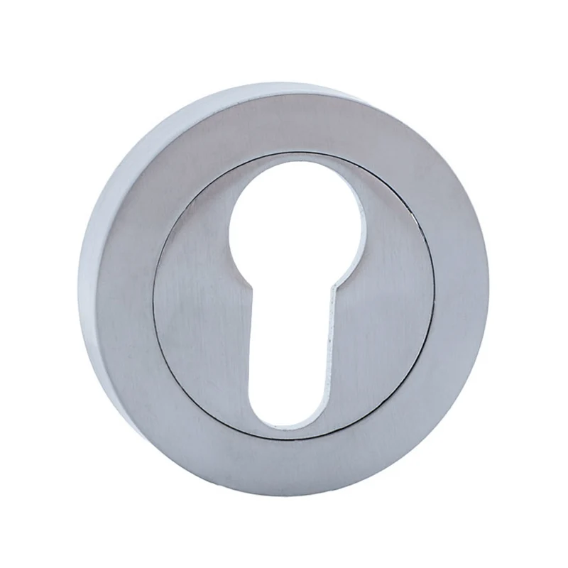Plaque ronde avec bec de cygne en finition nickel mat pour portes