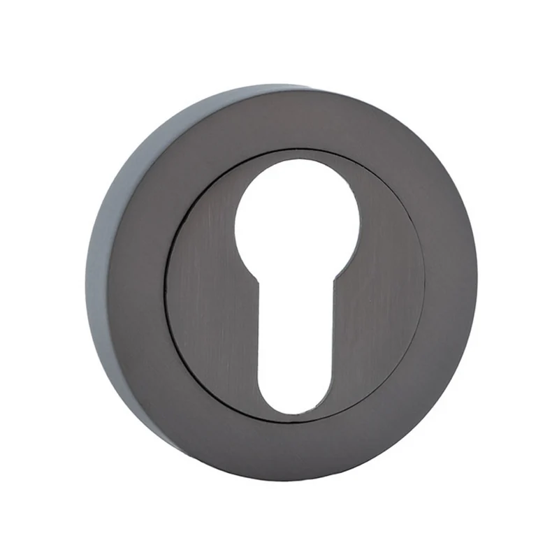 Béquille ronde avec entrée de clé piriforme en finition graphite pour portes