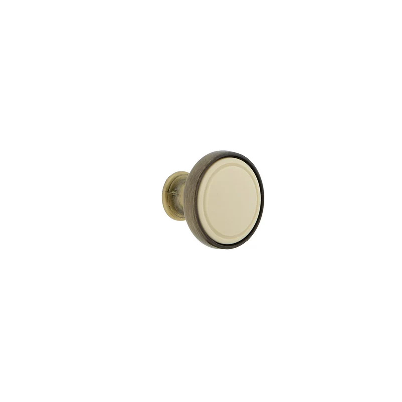 Bouton de meuble rond en forme de champignon, finition cuir et porcelaine