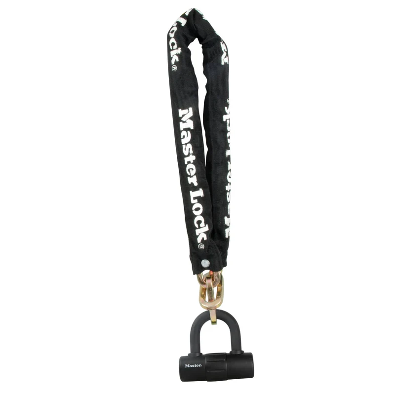 90cm long x 10mm diameter hardened steel chain with keyed mini u lock; black