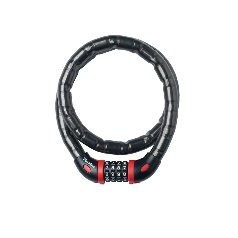 1m long x 18mm diameter set your own combination armoured cable lock; black