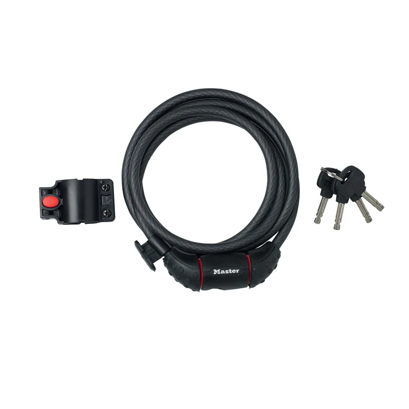 1,8m long x 10mm diameter keyed cable lock; black