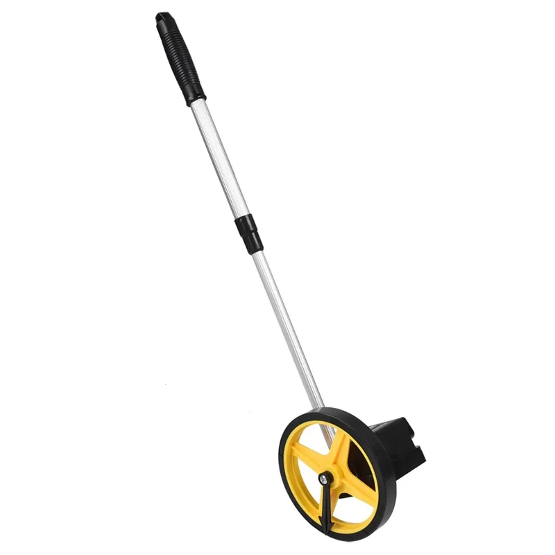 Built Tough Portable Mini Measuring Wheel With Telescopic Handle And Mechanical Dial Track Distances Up To 9999 Point 9 Meters Wear Resistant TPR Wheel Pro Level Gear For Surveying Construction And Farm Jobs