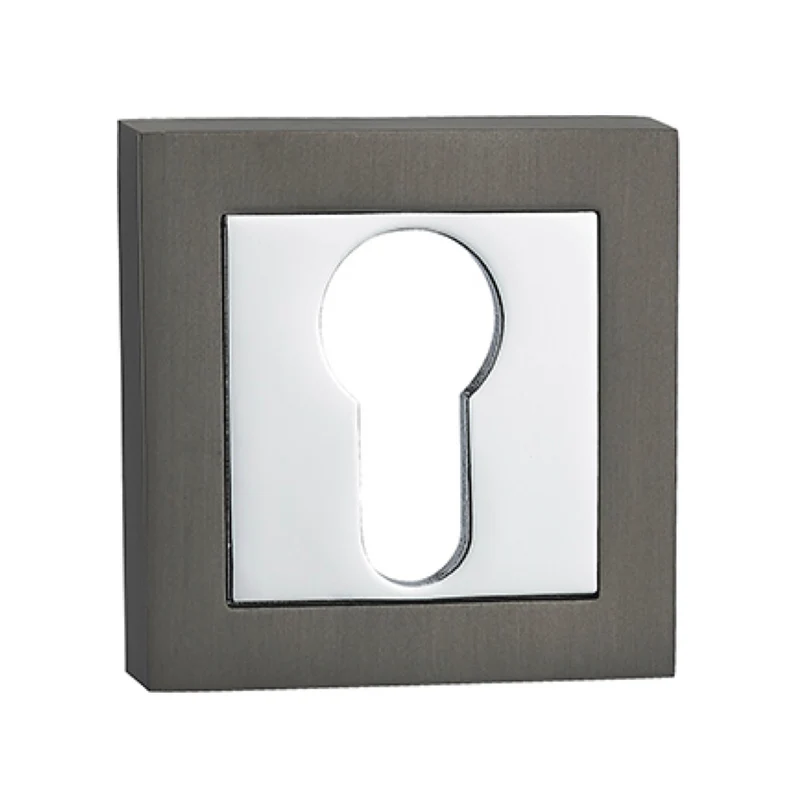 Plaque de propreté carrée-carrée avec entrée de clé en poire finition graphite et chrome brillant