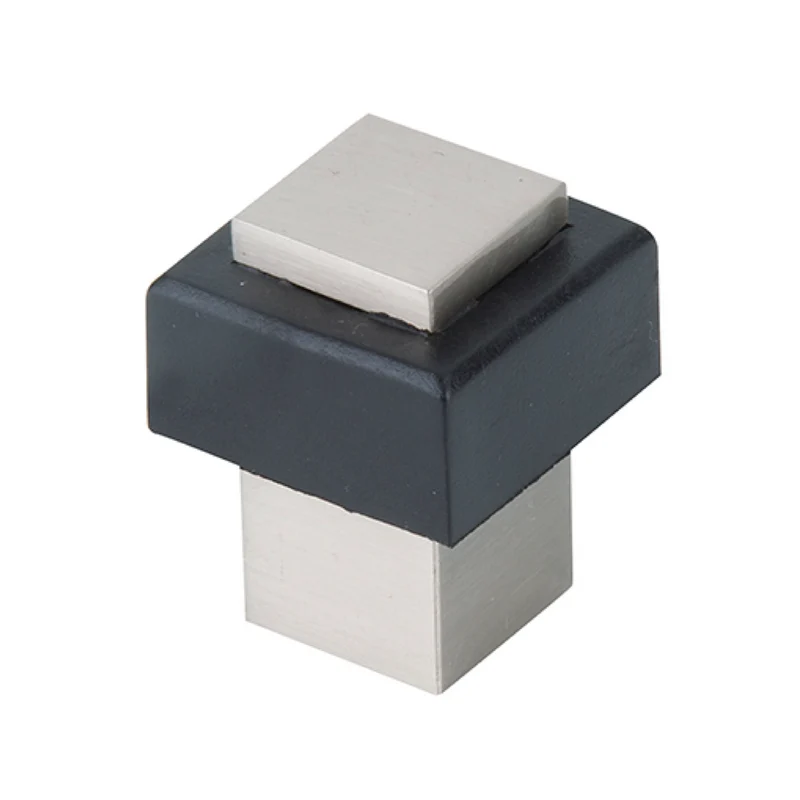 Butée de porte carrée de 17 mm de côté avec large caoutchouc pour portes