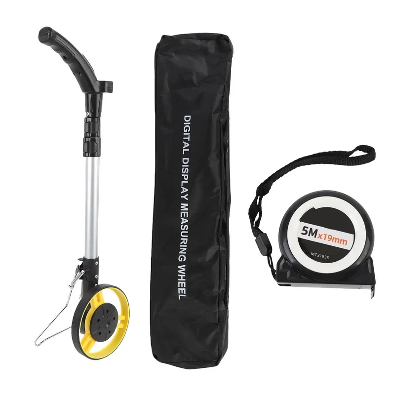 Professional Digital Distance Measuring Wheel Featuring Easy Peasy One Click Foldaway Design And Hella Accurate Readings Up To 99999 Point Zero Meters Or Feet For Survey Teams And Trade Professionals Seeking Rock Reliable Equipment