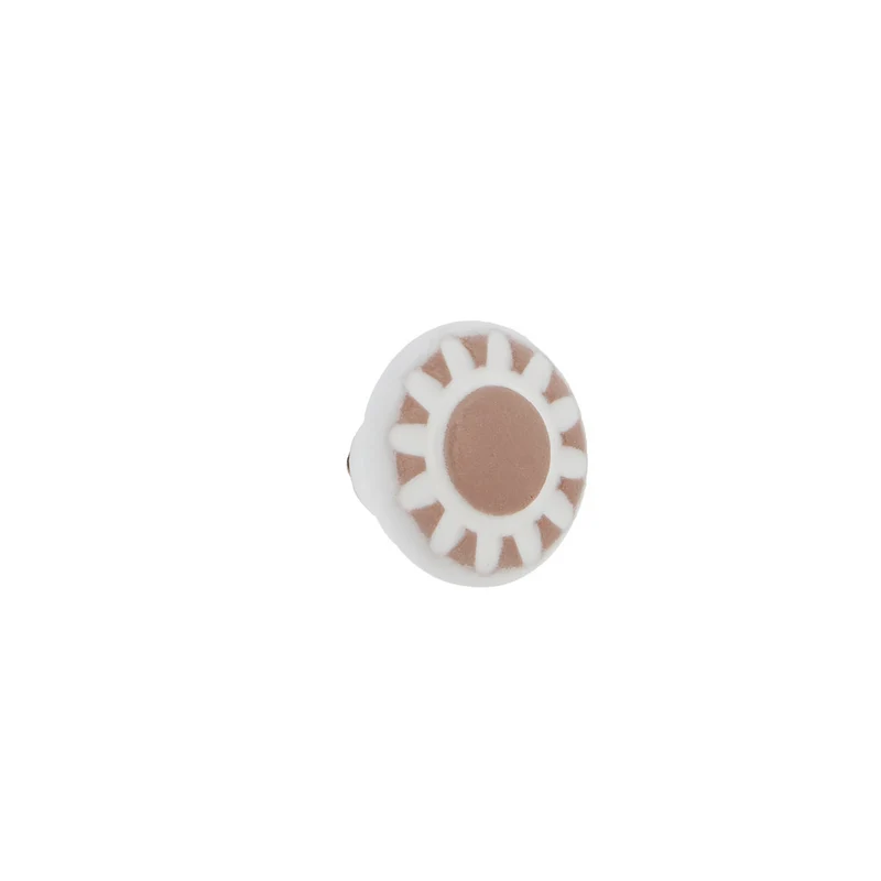 Bouton de meuble blanc en porcelaine, motif fleur en relief, pour meubles et armoires