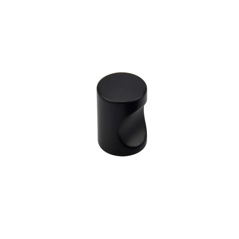 Bouton cylindrique en aluminium noir avec prise de doigt de 20 mm de diamètre pour placards