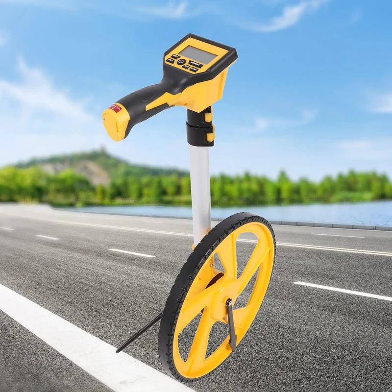 Slick Precision Digital Measuring Wheel With Hella Accurate Foot Inch Meter Centimeter Switching And Memory Hold Lock Featuring Six Button Control For Straight Up Professional Survey Or Construction Work From Twenty Three To Forty Inches