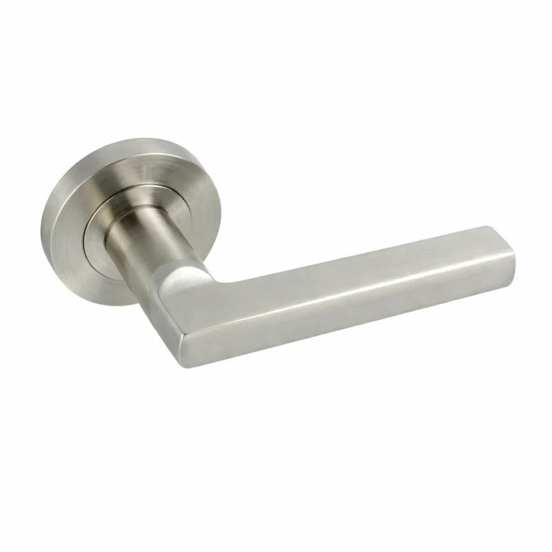 Poignée de porte ronde en aluminium « 530A » Manilla Rental, finition nickel satiné