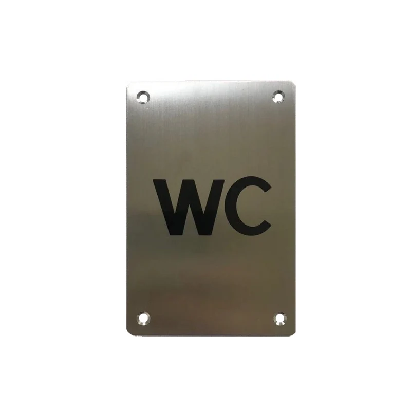 Pancarte en acier inoxydable indiquant les toilettes WC