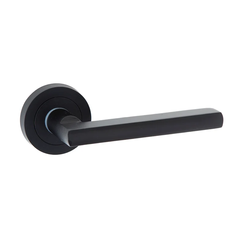 Poignée de porte modèle Rental 530 en aluminium avec rosace ronde finition noire