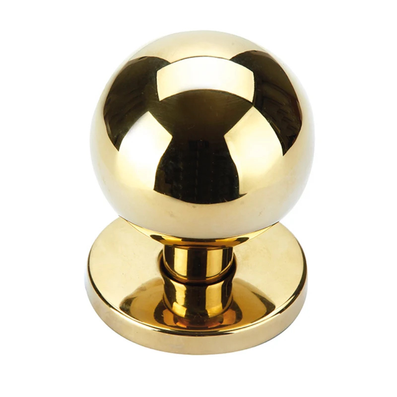 Bouton de porte rond en laiton finition or brillant pour portes d'entrée