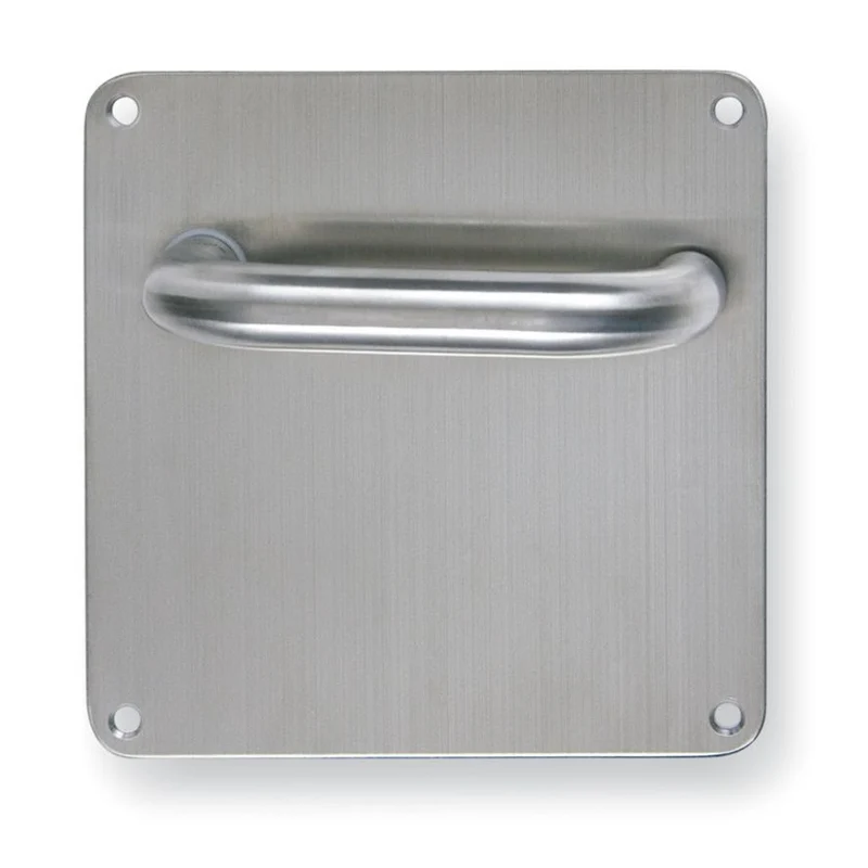 Poignée modèle "603" avec plaque carrée de 170 mm en acier inoxydable pour portes