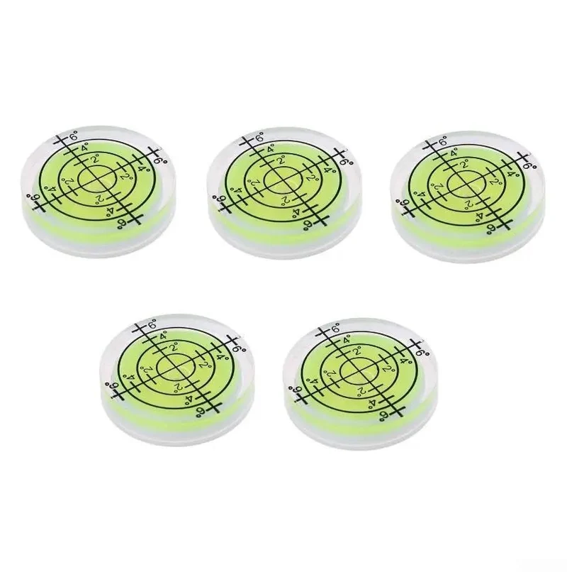 Straight Up Dead Nuts Accurate 32Mm Round Acrylic Bubble Level And Spirit Gauge Clear Antiparallax Design With Sharp Black Lines Rock Solid Wear Resistant Build 5 Pack Set