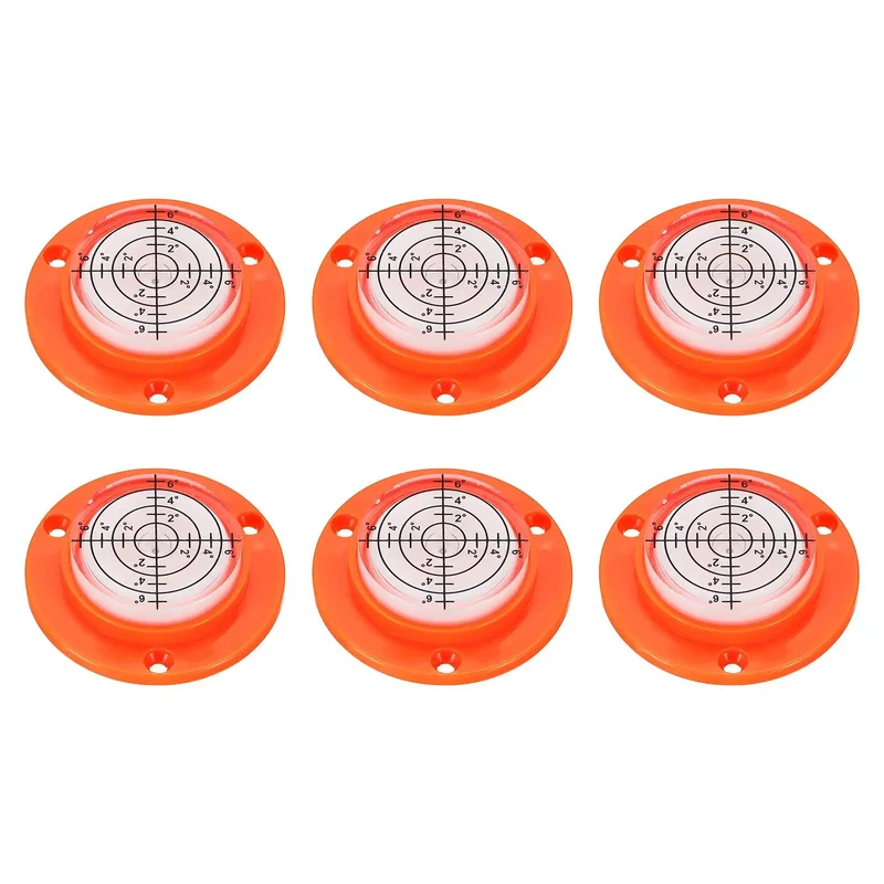 Rock Solid Six Piece Round Bubble Level Set Crafted From Clear Acrylic For Crisp 360 Degree Readings Plus Built In Screw Holes For Snug Bolt Installation On Workbenches Equipment Panels Or Shelves While Surviving Daily Workshop Grind