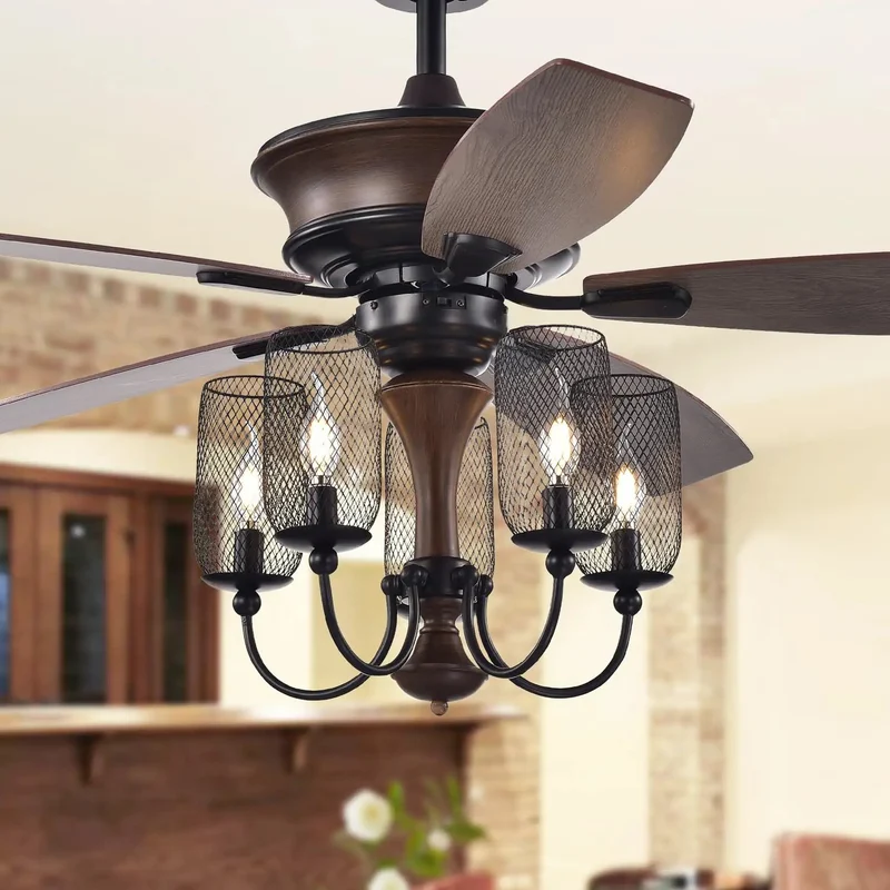 Top Shelf Slick 52 Inch Black Ceiling Fan Indoor And Outdoor Featuring High Performance Quiet Motor And Durable Faux Wood Blades With Ultra Soft Chandelier Lighting