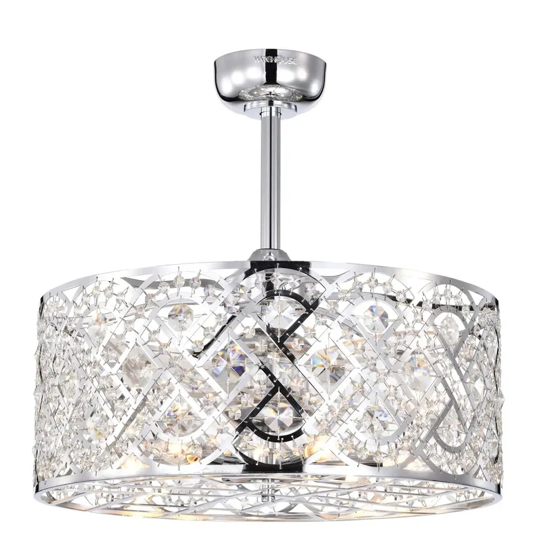 Dang Gorgeous 24 Inch Crystal Fandelier Ceiling Fan With Built In Light Plus Easy Wireless Remote Control Serving Up Smooth Dimmable Glow And Super Chic Room Vibes