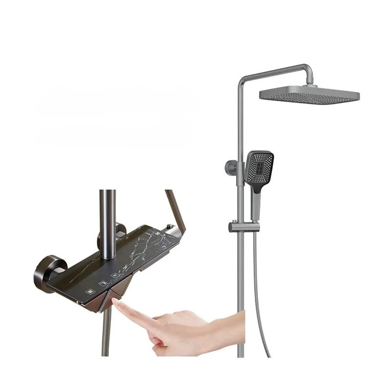 Slick Digital Shower System With Thermostatic Controls And Dang Smooth Flow All Copper Hardware Features Bright Led Display Multi Mode Hand Spray Head Sleek Black Finish For Top Tier Home Upgrades