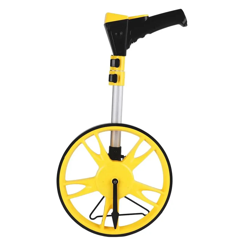 No Fuss Digital Measuring Wheel With Reinforced Grip And Backlit Display That Tallies Feet Or Meters Using Fast Memory Lock To Keep Your Rough Build Site Layout Tight As A Drum From Start To Finish
