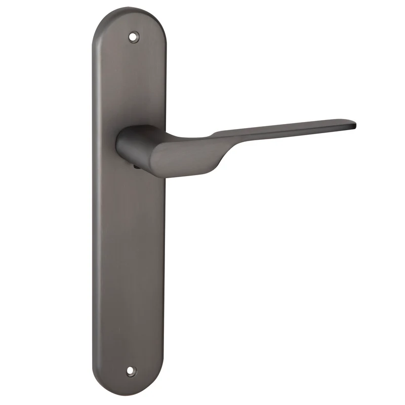 Poignée modèle '640' avec plaque ovale pour portes en zamak finition graphite avec poignée moderne