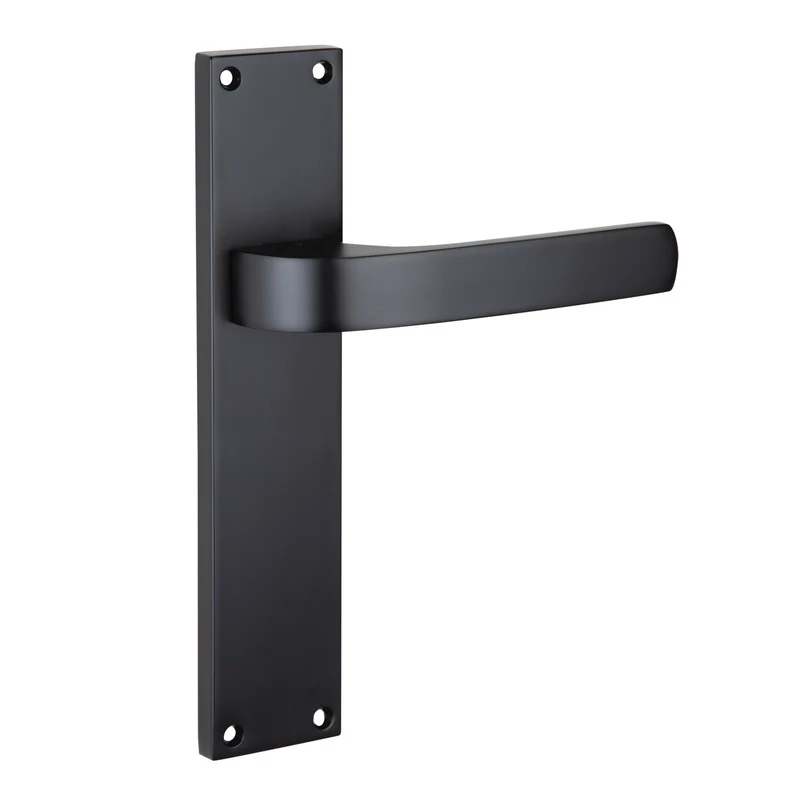Poignée modèle '710' en zamak avec plaque rectangulaire finition noire pour portes