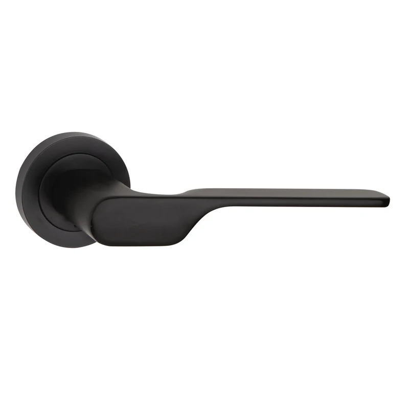 Béquille de porte modèle 640 en zamak avec rosace ronde finition noire
